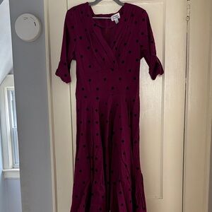 Unique Vintage Magenta Polka Dot Dress size Large